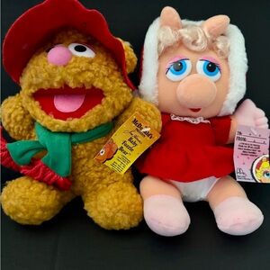 Muppet Babies Fozzie Bear Miss Peggy 1987 McDonalds 11" Christmas Plush Toy Vtg